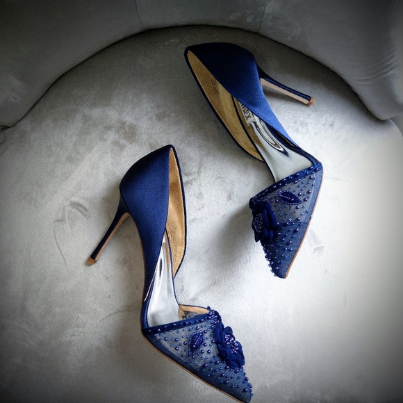 🍒NIB🍒 BADGLEY MISCHKA EMBELLISHED D'ORSAY PUMPS - Picture 4 of 16